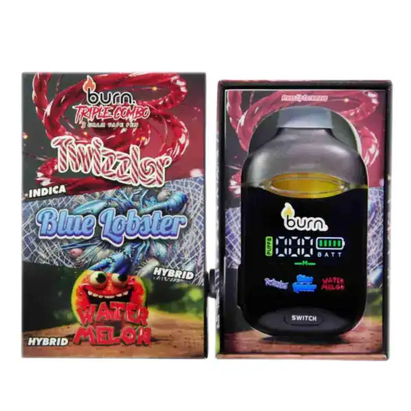 BURN TRIPLE CHAMBER VAPE - TWIZZLER + BLUE LOBSTER + WATERMELON (3 GRAM)