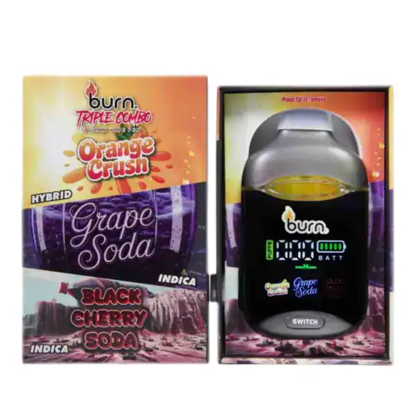 BURN TRIPLE CHAMBER VAPE - ORANGE CRUSH + GRAPE SODA + BLACK CHERRY SODA (3 GRAM)