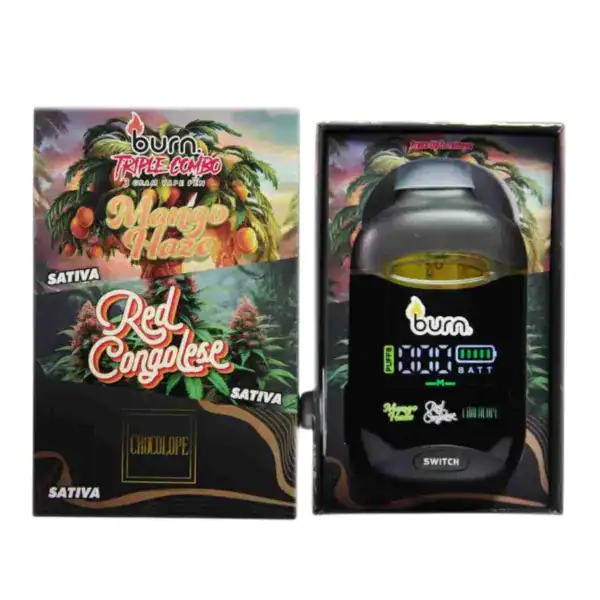 BURN TRIPLE CHAMBER VAPE - MANGO HAZE + RED CONGOLESE + CHOCOLOPE (3 GRAM)