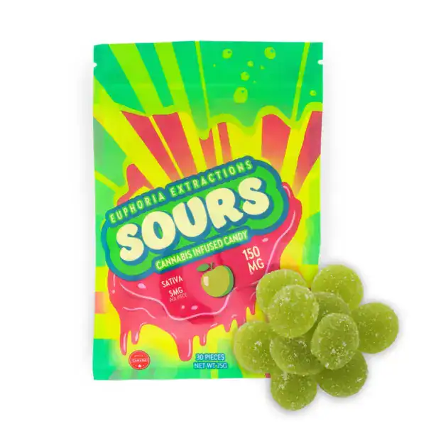 EUPHORIA SOURS - (150-MG-THC) SOUR GREEN APPLE SATIVA