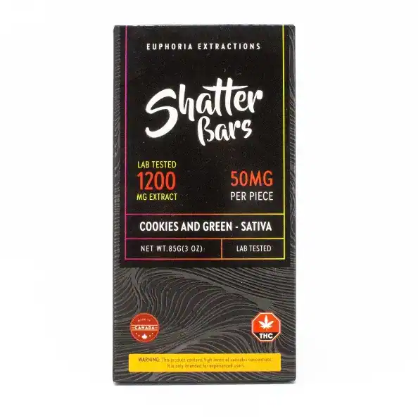 EUPHORIA SHATTER BAR - (1200-MG-THC) COOKIES & GREEN SATIVA