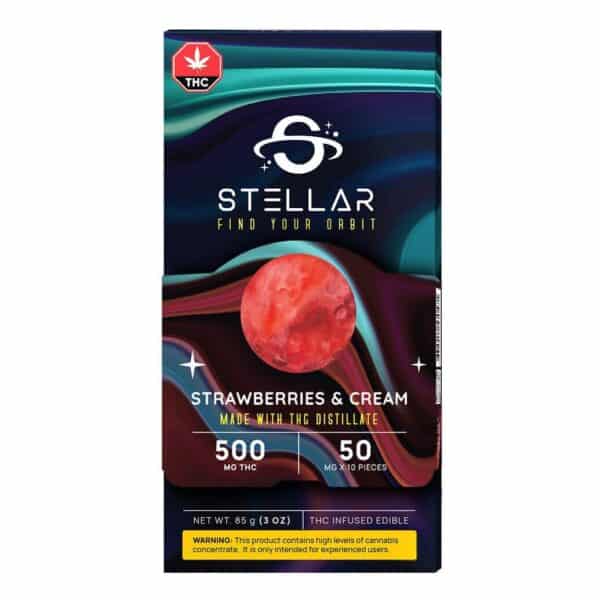 STELLAR CHOCOLATE BAR - (500-MG-THC) STRAWBERRIES & CREAM
