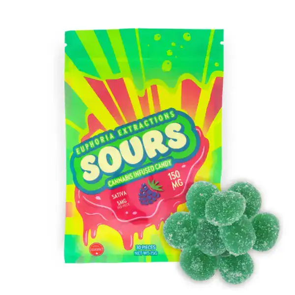 EUPHORIA SOURS - (150-MG-THC) SOUR BLUE RAZZ SATIVA