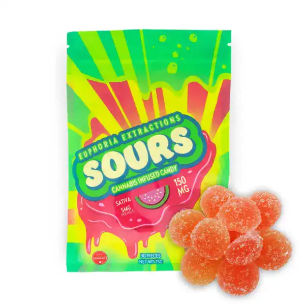 EUPHORIA SOURS - (150-MG-THC) SOUR WATERMELON SATIVA