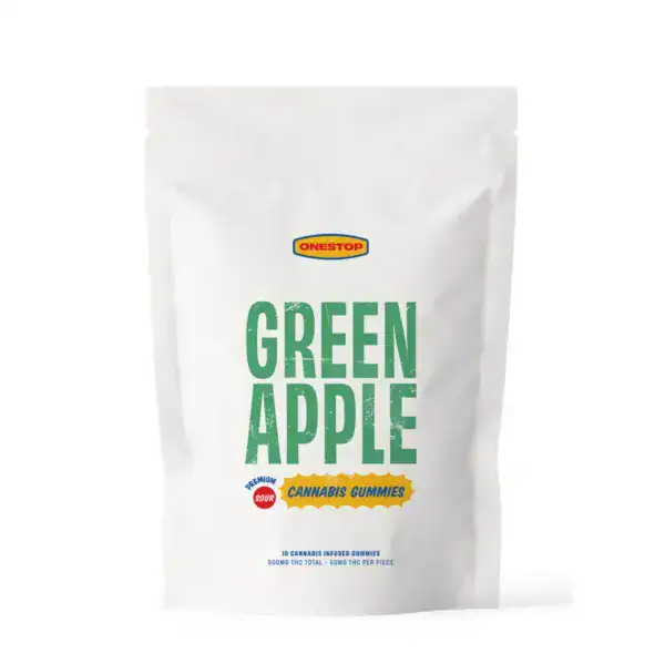 ONESTOP PREMIUM GUMMIES - (500-MG-THC) SOUR GREEN APPLE
