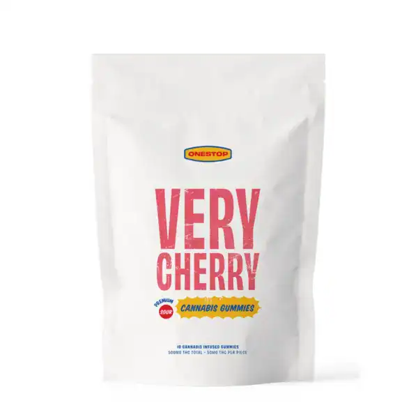 ONESTOP PREMIUM GUMMIES - (500-MG-THC) SOUR VERY CHERRY