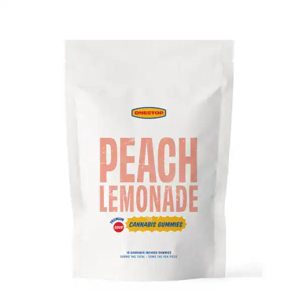 ONESTOP PREMIUM GUMMIES - (500-MG-THC) SOUR PEACH LEMONADE